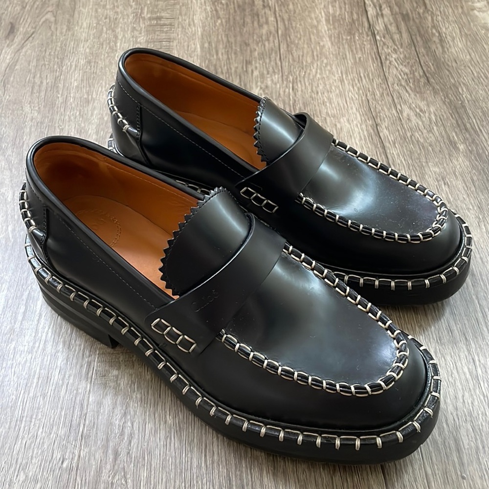 Chloé Noua Whipstitch Loafer black